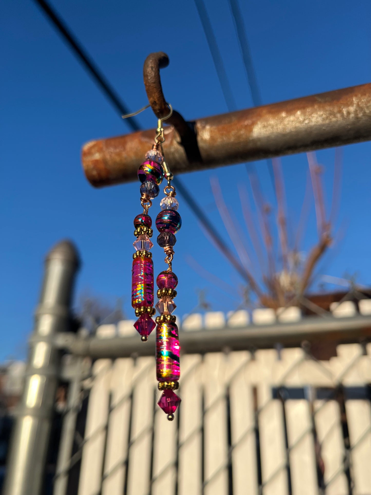 Gum Drops Wire Wrapped Dangle Earrings