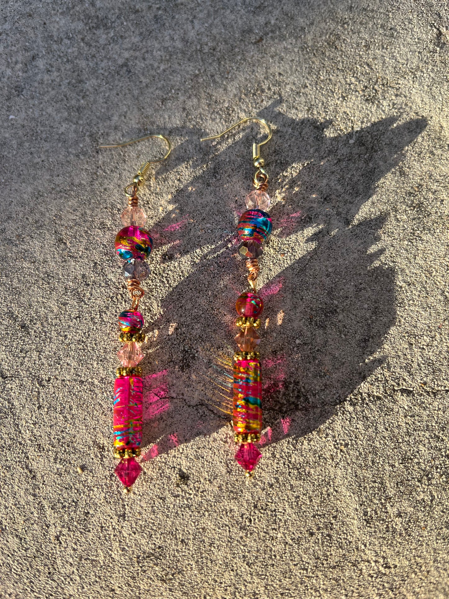 Gum Drops Wire Wrapped Dangle Earrings