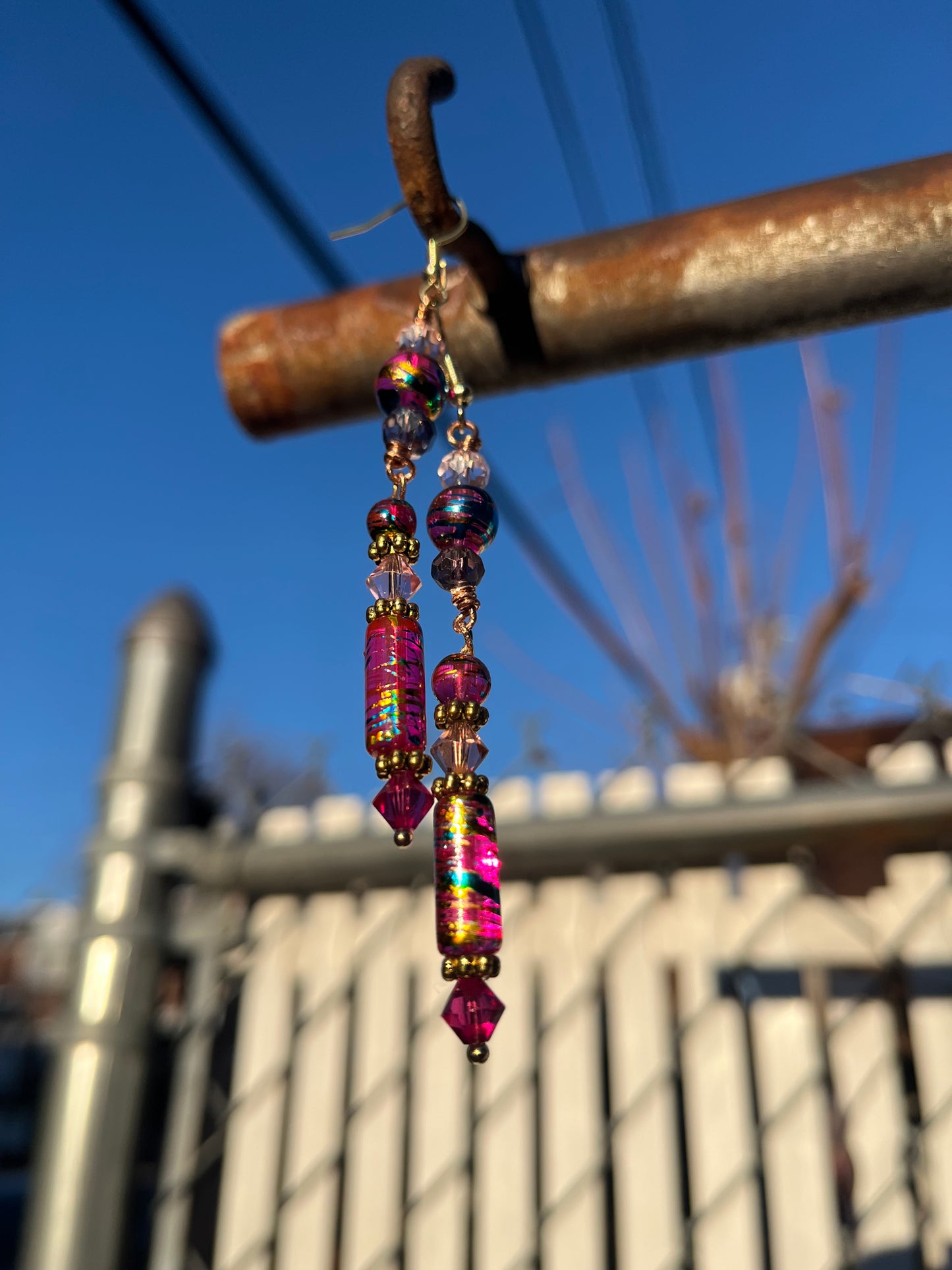Gum Drops Wire Wrapped Dangle Earrings